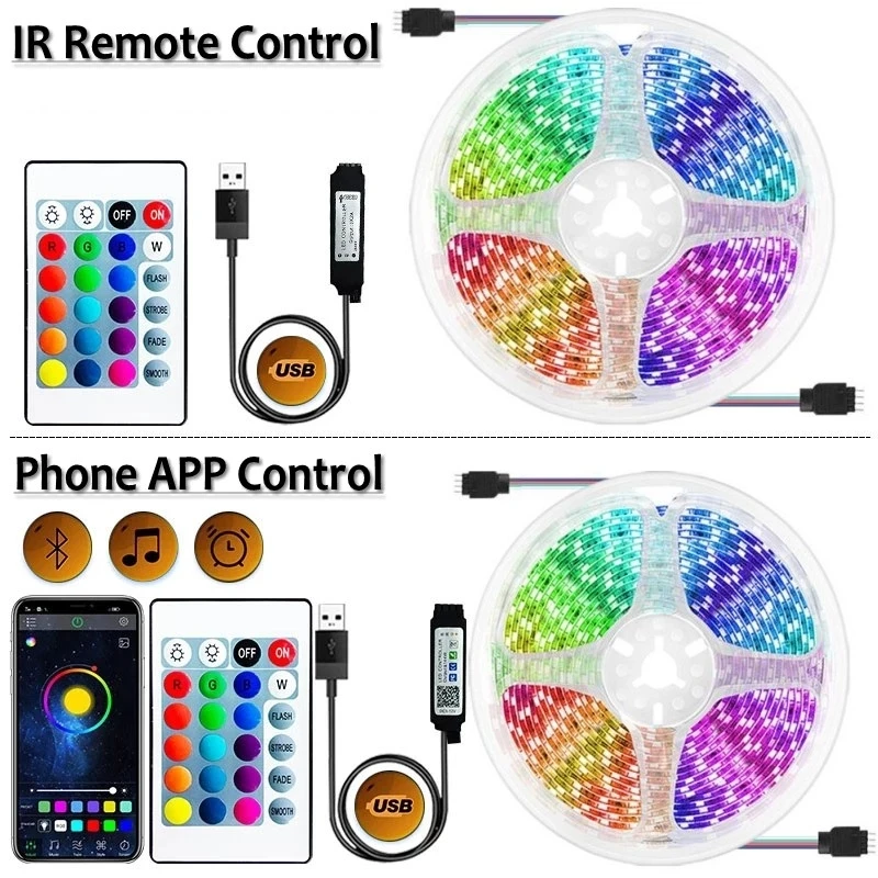 LED Strip Lights RGB Bluetooth Tuya 5050 Flexible Ribbon Luce Music Sync APP/Remote Control for TV Backlight Room Christmas Deco