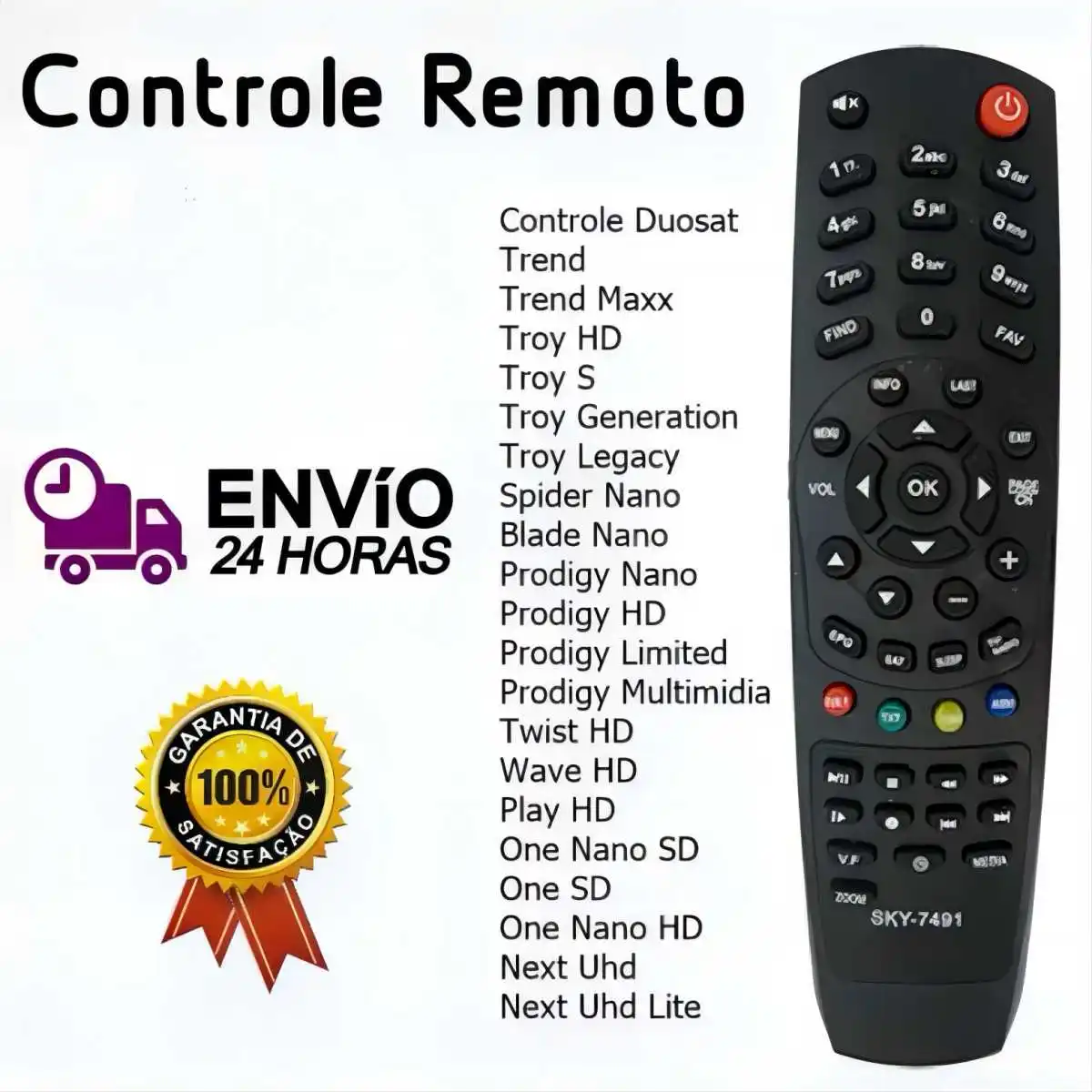 aola-5491 Controle Remoto Receptor Duosat Trend HD / Troy HD Generation - 7491 Duo sat