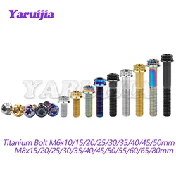 Yaruijia Titanium Bolt M6/M8x10~80mm Pitch1.0/1.25mm 12 Points Flange Torx Head Screw for Bike Motorcycle Calipers Refitted