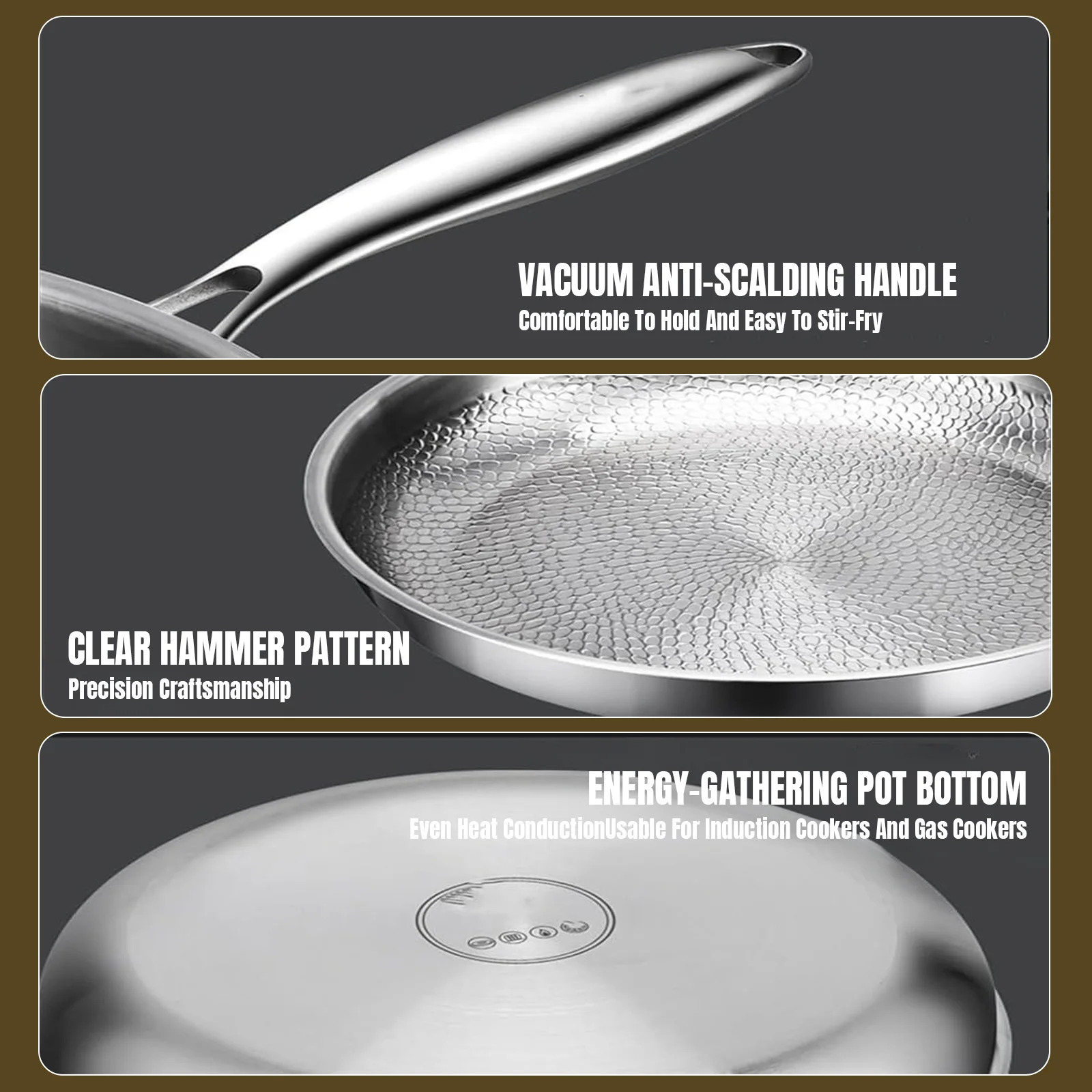 الراقية التيتانيوم عموم المنزلية غير المغلفة شريحة لحم مقلاة سبائك التيتانيوم غير عصا عموم موقد غاز مع مقلاة التيتانيوم