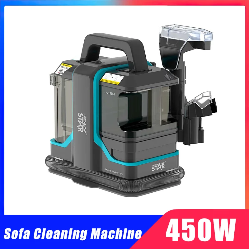 Aspiradora portátil de mano con cable para sofá, máquina de limpieza de alfombras, cabezal de doble cepillo para manchas de tela, gran oferta