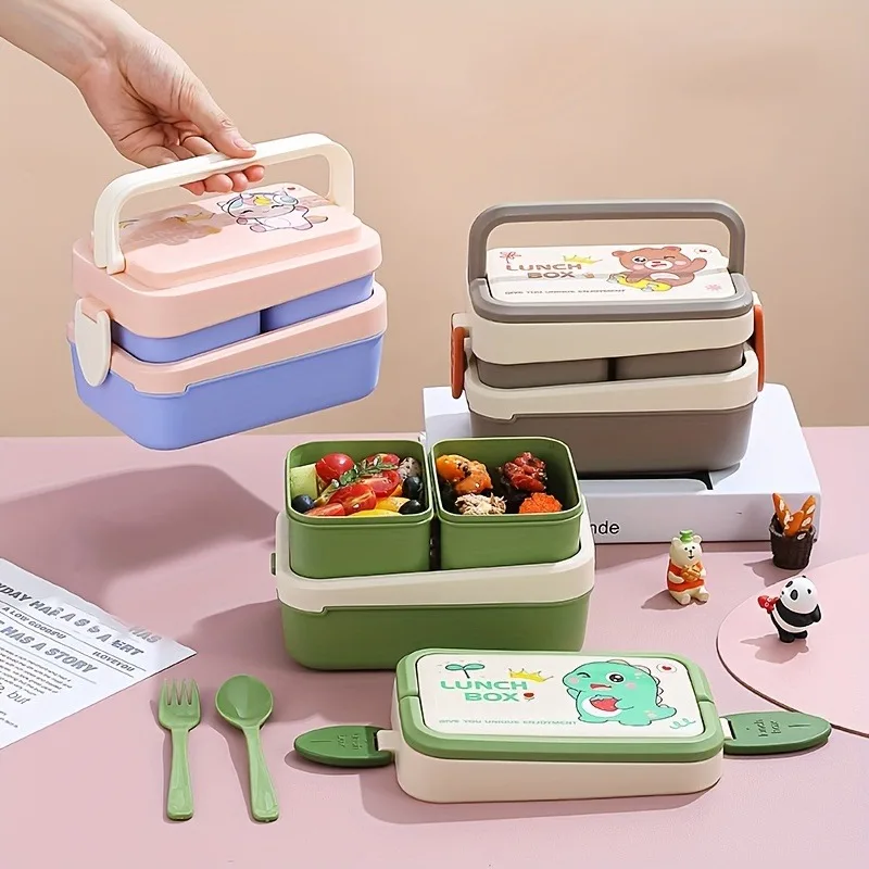 1500ML Cute Lunch Box For Girls School Kids Plastic Picnic Bento Box Microwave Food Box With Compartments Storage Containers