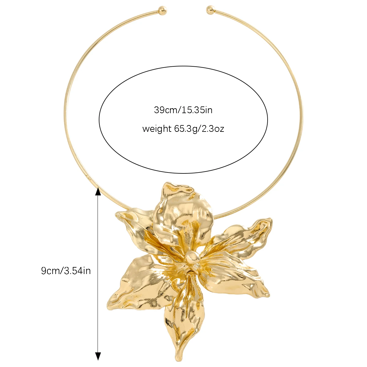 2024 New ZAA girlgo Fashion Heavy Metal Style Alloy Flower Collar Elegant & Noble Multiple Colors Available