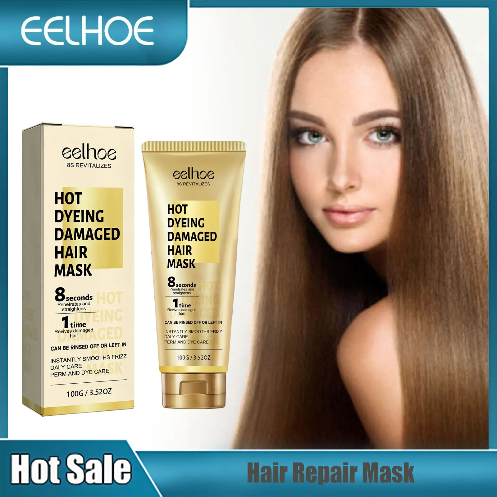 

EELHOE Keratin Hair Mask Repair Damaged Hair Smoothing Cream Silky Anti Frizz Treatment Nourishing Magical Treatment Hair Mask