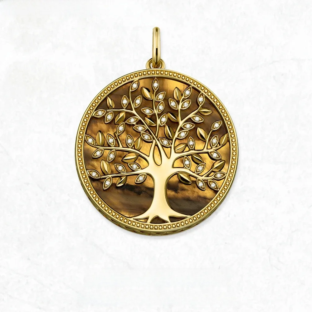 Wisiorki Wyrafinowane złote drzewo Biżuteria wiosenna 925 Sterling Silver Akcesoria Natura Prezent dla kobiet — zdjęcie 2