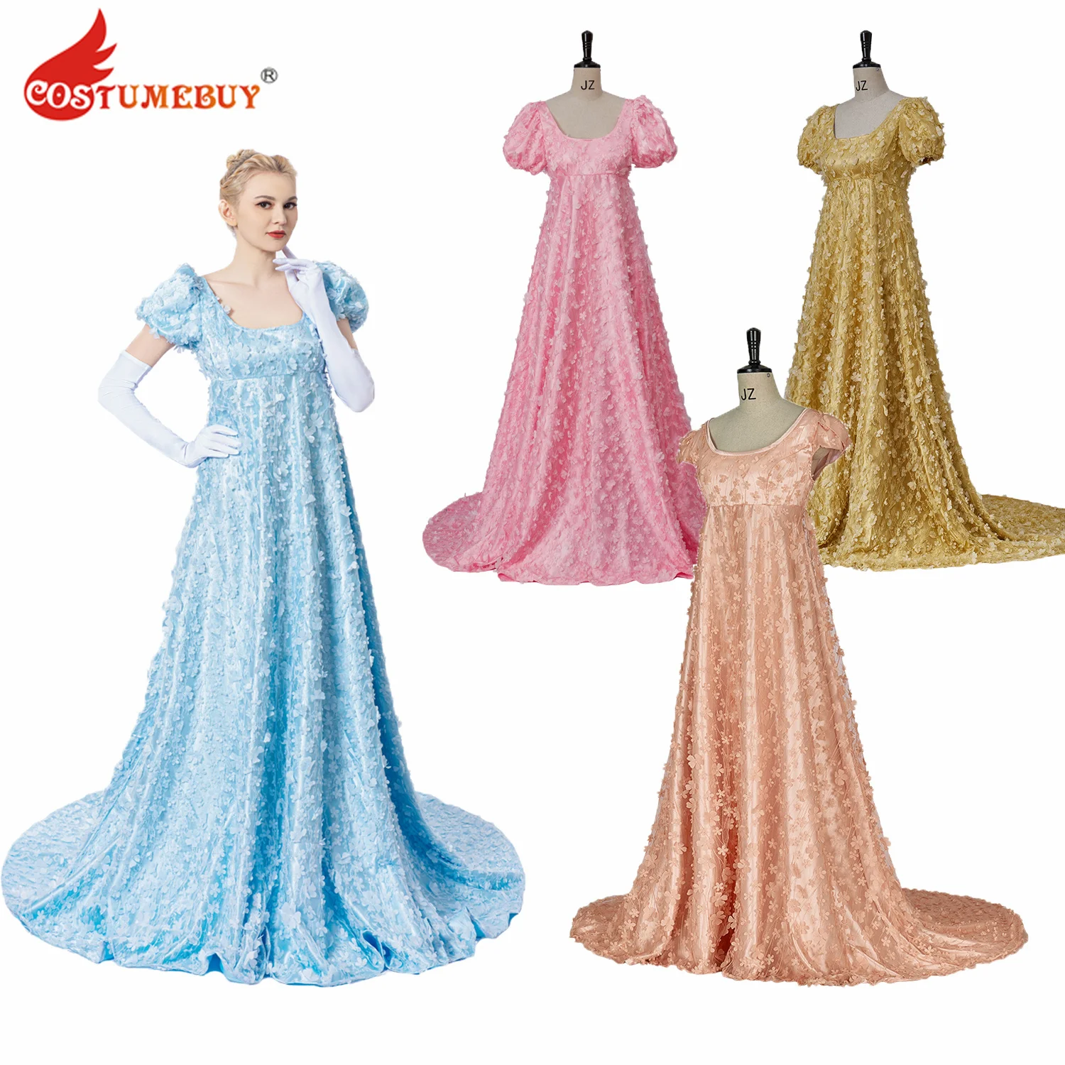 

Daphne Dress Cosplay Costume Victorian Regency Dress Jane Austen Dress Lace High Waistline Tea Party Ball Gown