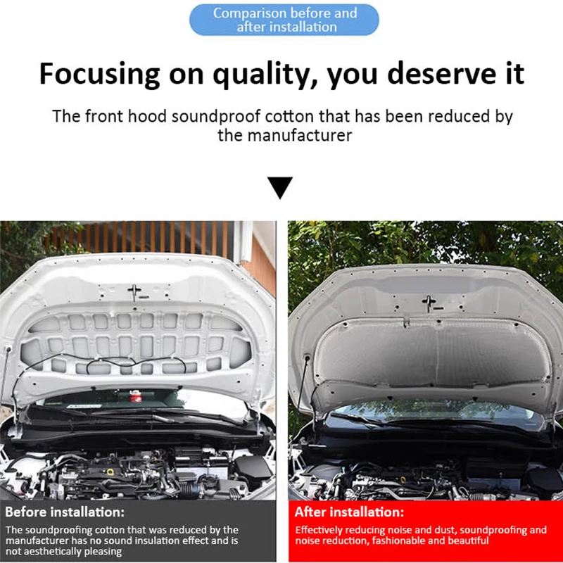 For Mercedes-Benz GLA X156 GLA220 200 180 2013~2019 Front Hood Engine Pad Cotton Mat Insulation Soundproof Fireproof Accessories