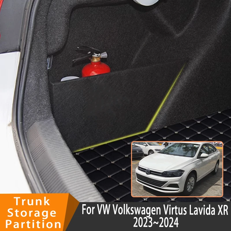 Auto Accessories For VW Volkswagen Virtus Lavida XR 2023~2024 Organizer Trunk Side Partition Trunk Interior Storage Box Parts