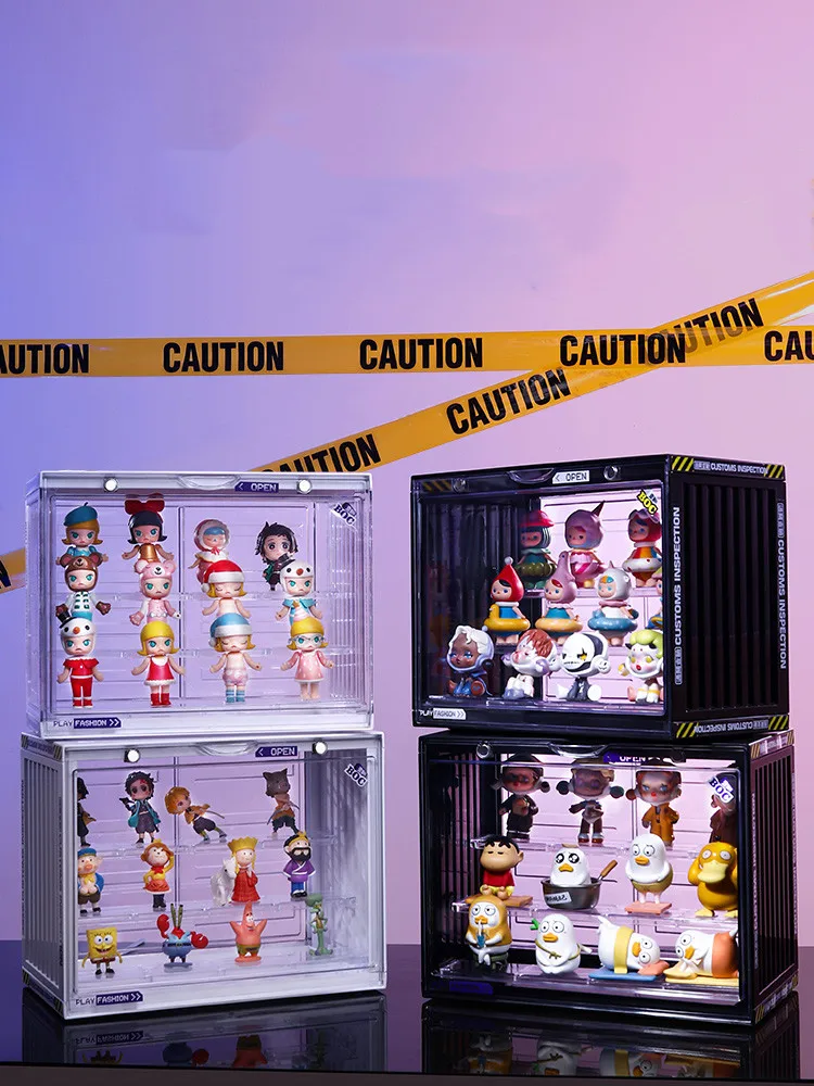 

2023 New Figures Blind Box Storage Display Stand Dust-proof Container for Popmart Transparent Acrylic Storage Doll Model Cabinet