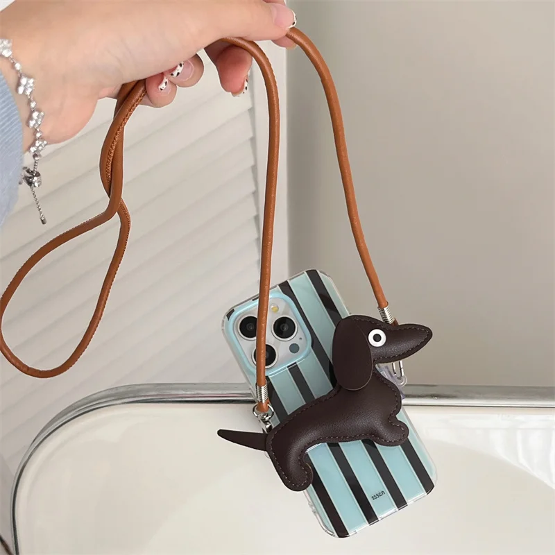Dachshund Back Clip for iPhone 14 15Pro Max, New Strap Diagonal Silicone 12 13Pro Phone Case Premium Touch Wristband