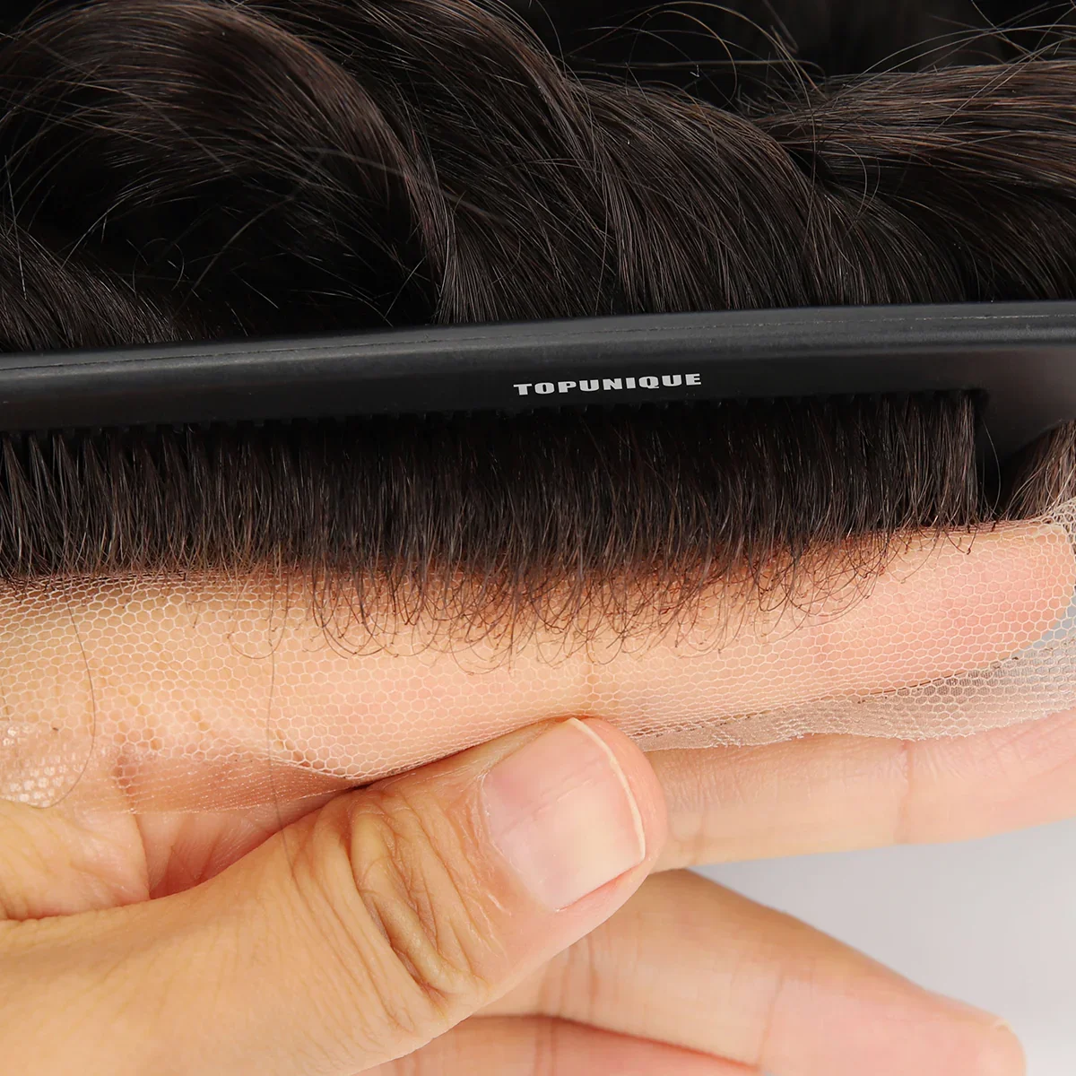 TUM01 خصلات شعر هجينة للرجال مونو توب، جلد ودانتيل أمامي 130% كثافة شعر بشري هندي ريمي شعر مستعار للرجال #2