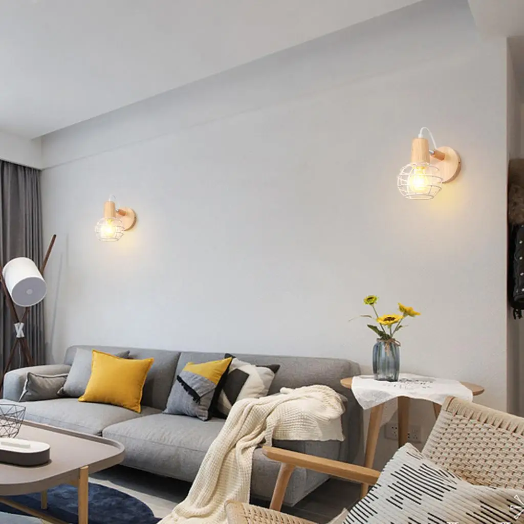 

Modern Industrial Vintage LED Wall Lights Shade Retro Loft Wall Lamps E27 Iron Cage Lampshade Sconce Indoor Lighting