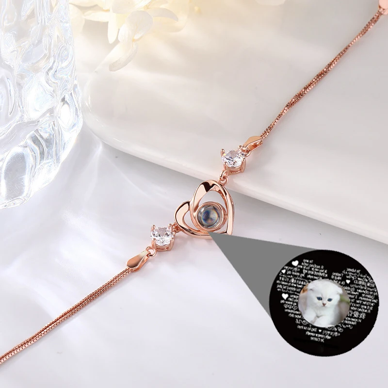 925 Bạc 100 Ngôn Ngữ Tôi Yêu Trái Tim Chiếu Vòng Tay Tùy Chỉnh Hình Ảnh Trang Sức Personalisierte Geschenke Hình Valentines Day Pokemon Tặng