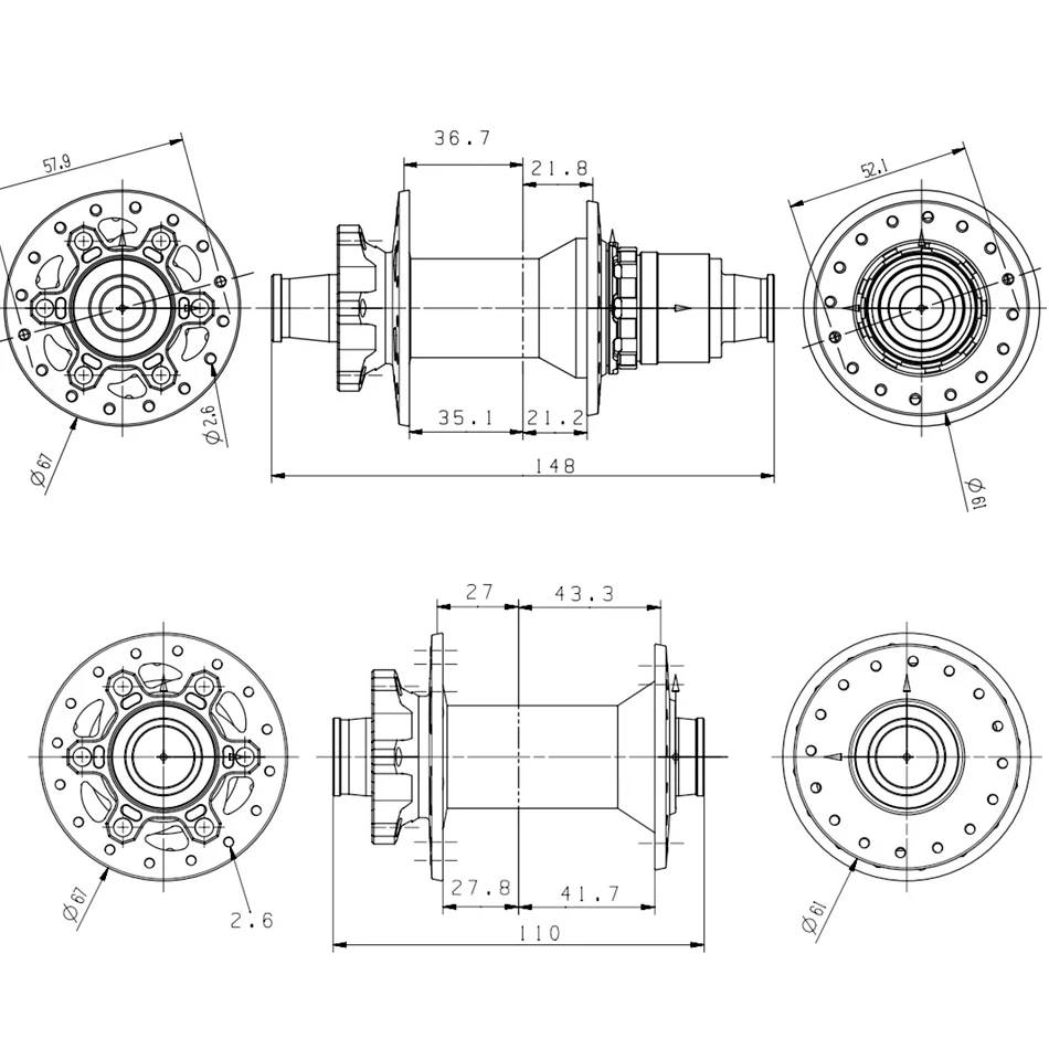 MTB bicycle hub  350/240/28H/32H HG/XD/MS front110x15 rear141X10/148X12 EXP For shimano 8-11S bicycle DIY ratchet structure hub