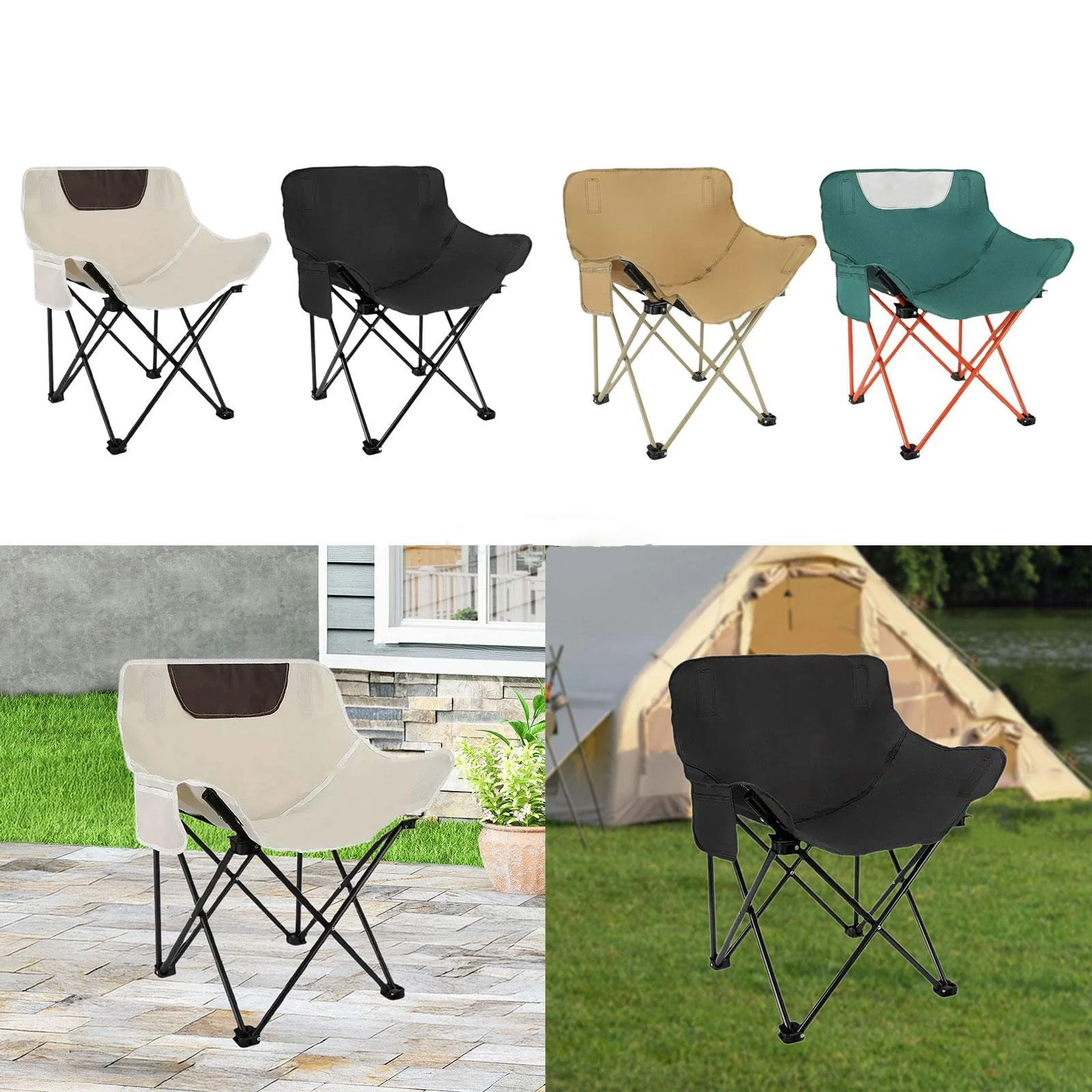 

Heavy Duty Folding Camping Chair Nonslip Portable for Garden Lawn Picnic Fishing Hiking with Carrying Bag Lightweight