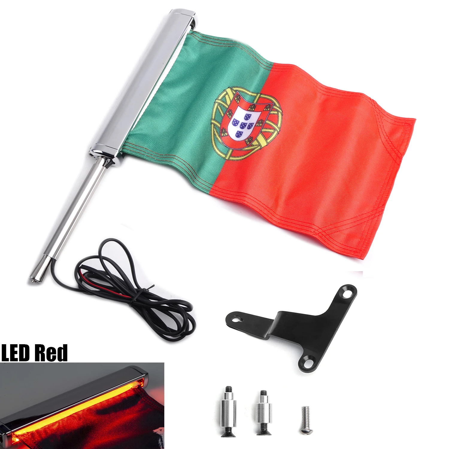 Panic-aksesori motor sayap emas GL1800 untuk honda Portugal dekorasi bendera penumpang bagasi LED kelompok bendera tiang bendera pelindung