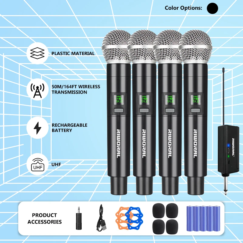 

Беспроводной микрофон, динамические ручные микрофоны, караоке-микрофон с перезаряжаемым приемником для свадебной вечеринки, церковного клуба
