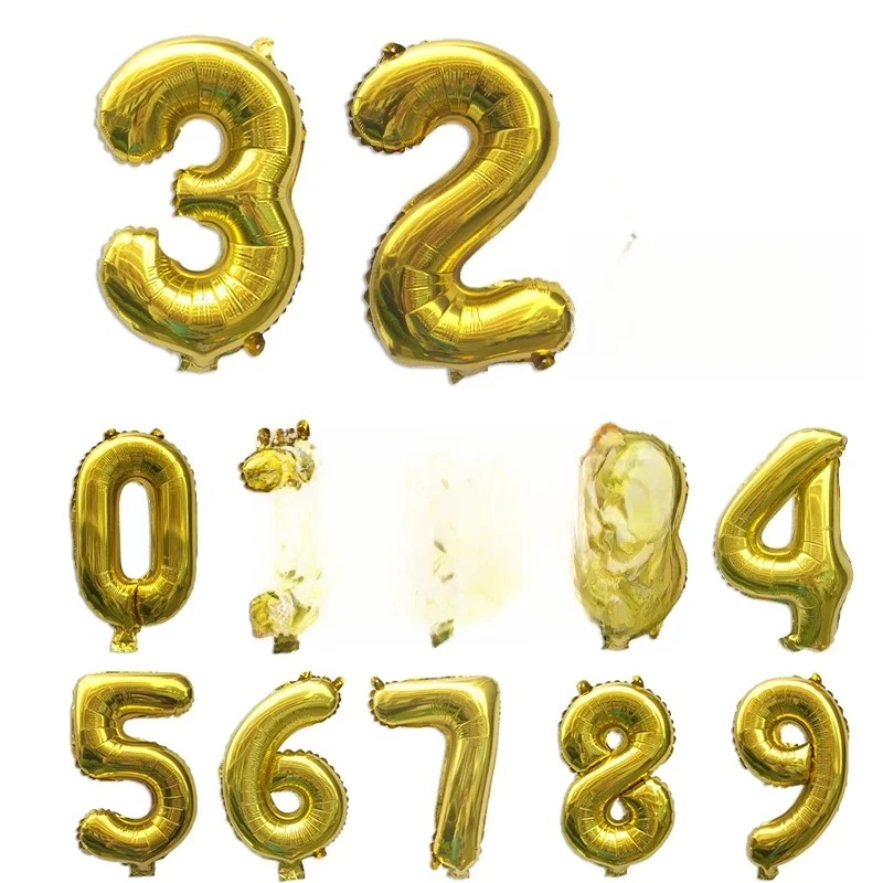 Ballons en aluminium numéro or 32 pouces 0-9, fournitures pour fête d'anniversaire pour enfants, mariage, anniversaire, décorations de réception-cadeau pour bébé, ballon numérique
