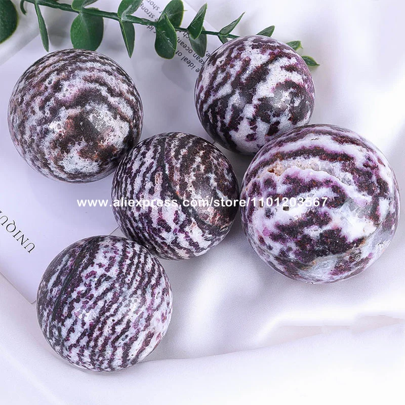 Druzy Fluorite Root Sphere Witchy Altar Decor Polished Protection Gemstone Orb Unique Natural Purple Zebra Stripe Crystal Ball