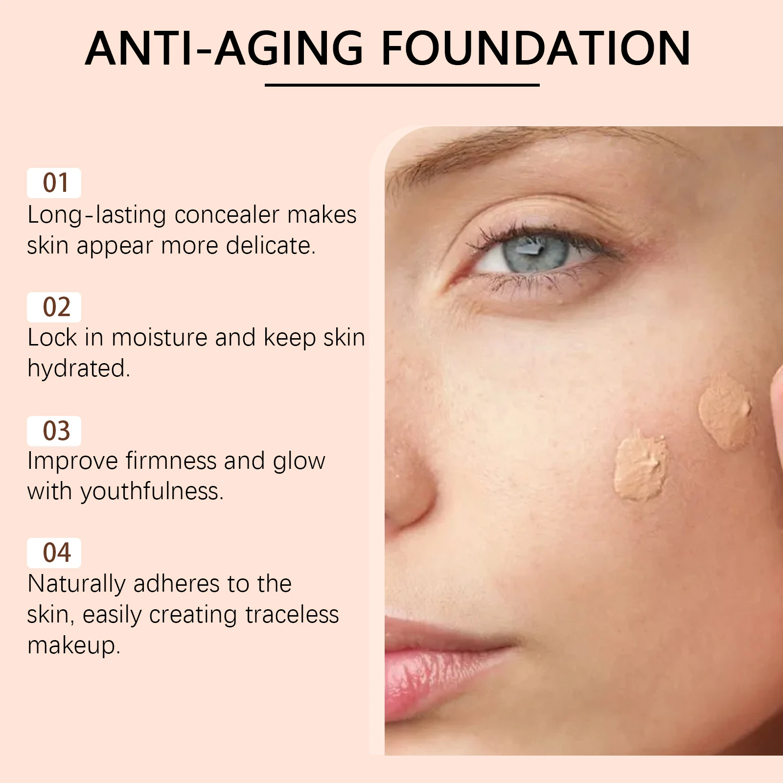 EELHOPE Crema per fondotinta per trucco viso Crema per fondotinta viso non appiccicosa idratante resistente al sudore ad alta copertura duratura