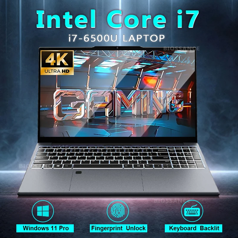 Computer portatile da 15,6 Intel Core i7 6500U Windows 11 16GB DDR4 1/2TB SSD Notebook retroilluminato PC Sblocco impronte digitali Laptop