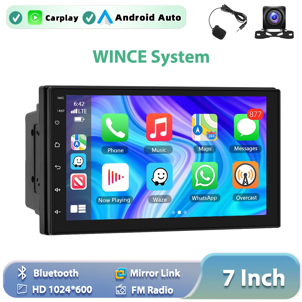 Podofo Carplay Android Auto Car MP5 Player 7 Inch 2 Din Universal Multimedia Video Player MirrorLink FM USB AUX BT Radio image 3