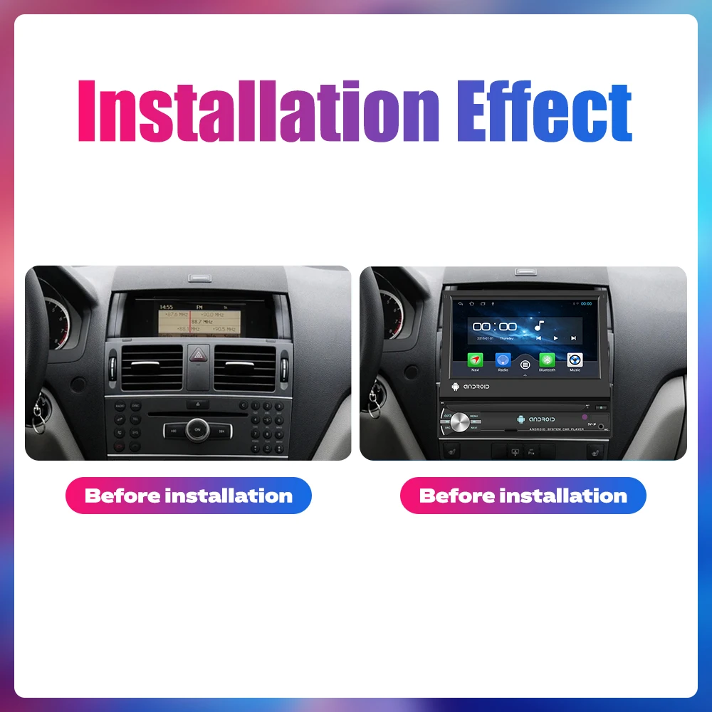 7in 1Din Android Universal Retractable Screen IPS GPS Navigation Car Radio Multimedia Central Car Stereo Carplay Bluetooth WIFI