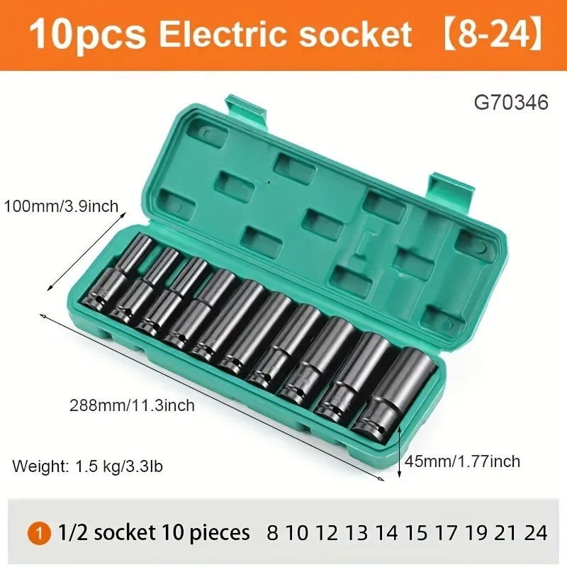 Conjunto de soquete 8-24mm unidade de 1/2 polegada para ferramentas de motocicleta, kit de reparo, kit de ferramentas e manutenção de oficina