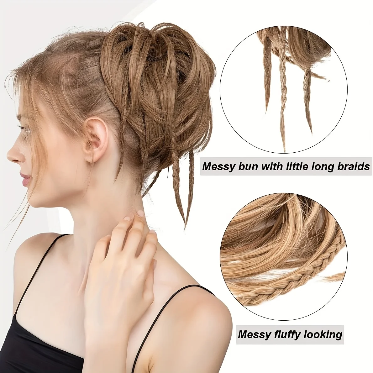 Cabelo desgrenhado bagunçado coque de borracha scrunchie sintético ondulado extensões de coque elástico chignon instantâneo rabo de cavalo updo para mulher