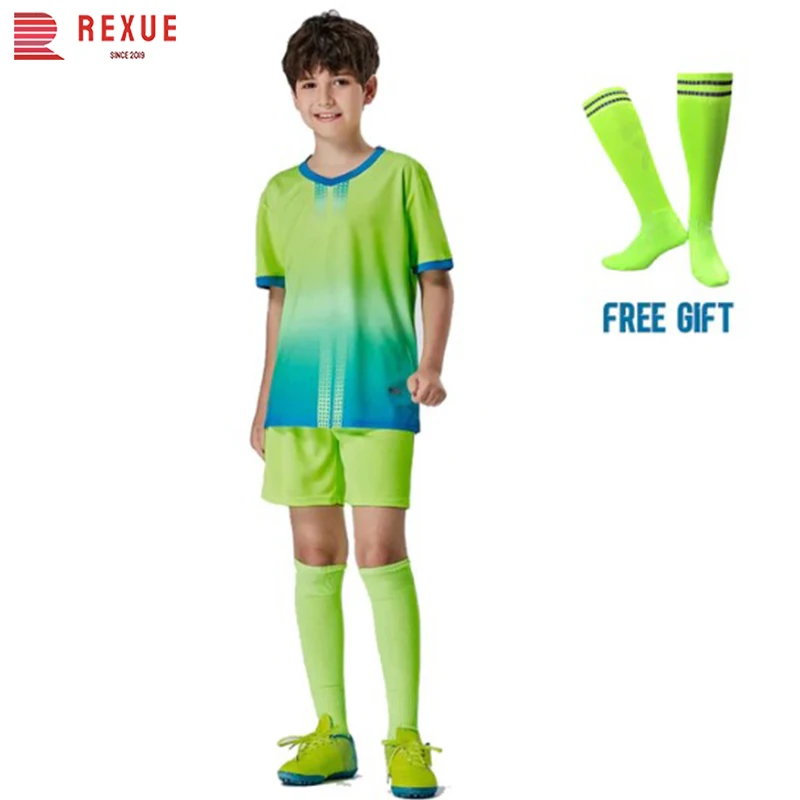 Custom Kids Soccer Jersey Set with Free Socks 23/24 High Quality Children Club Team Football Training Uniform Outfit Sportswear