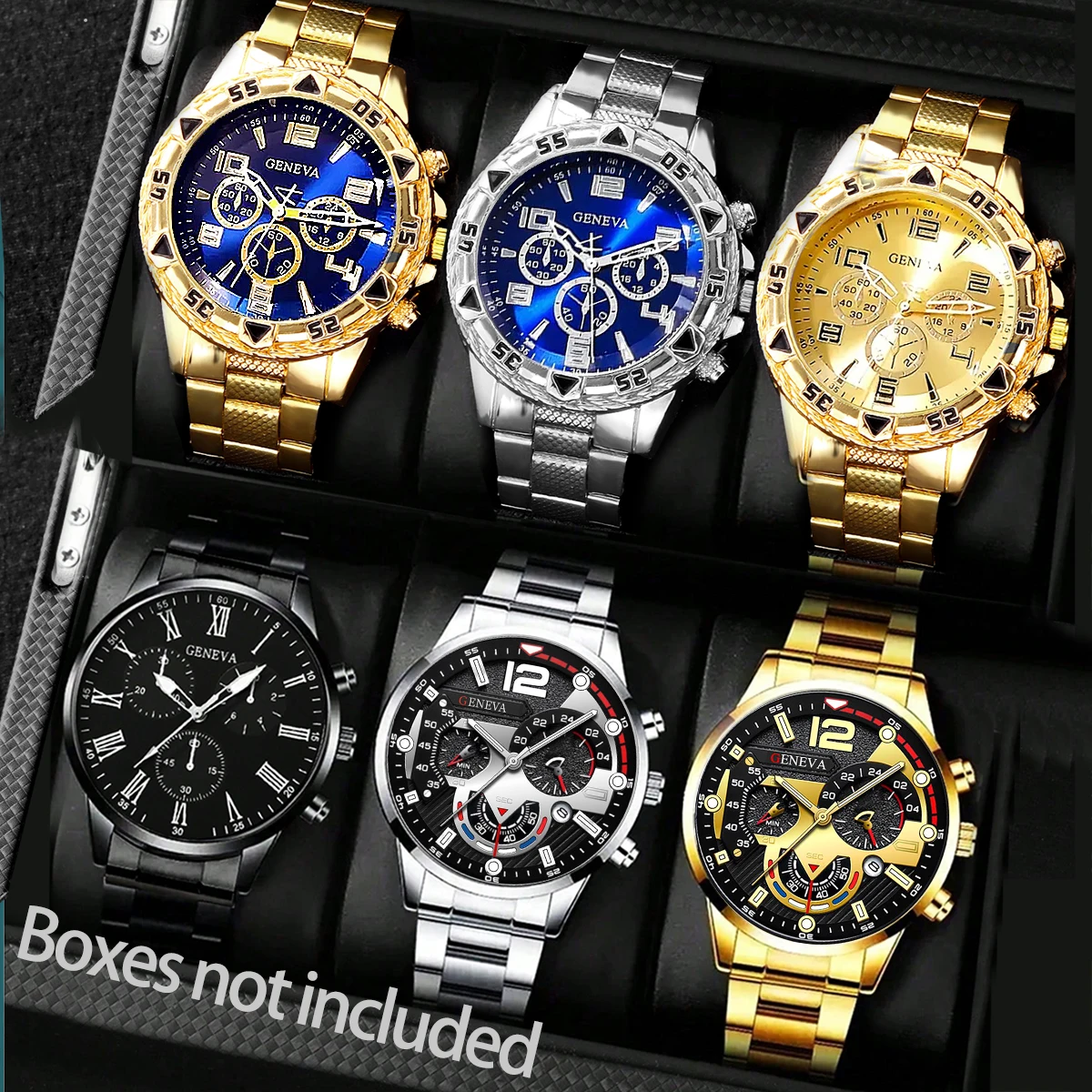 6-Piece Fashionable Men's Quartz Watch Set, Casual and Versatile, Suitable for Various Occasions Such as Holiday Parties A Suitable Choice as a Gift