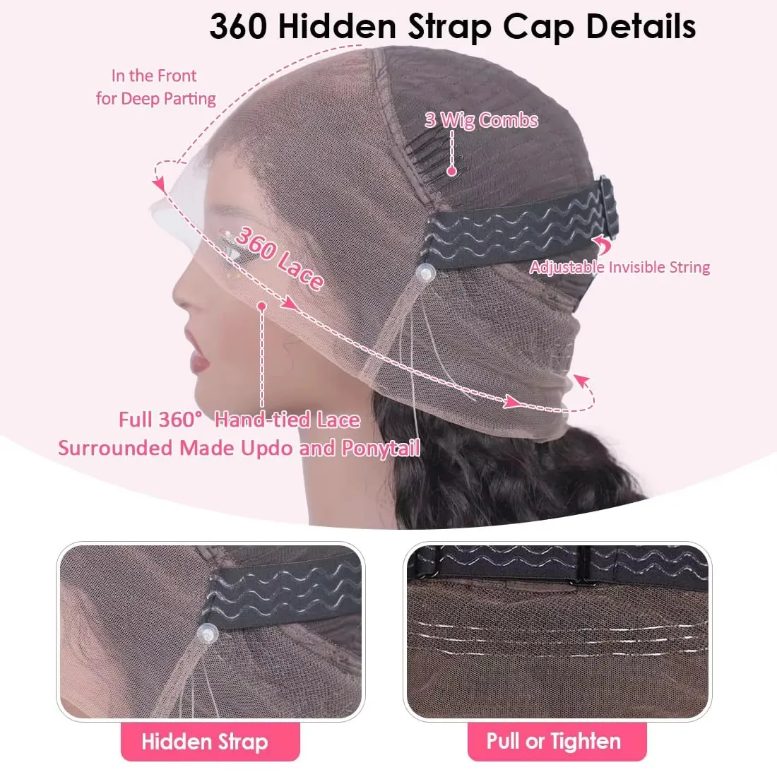Invisi Strap HD 360 Full Lace Wig Human Hair Body Wave 360 Lace Frontal Wig Drawstring Snug Fit Glueless Wig Preplucked image 6