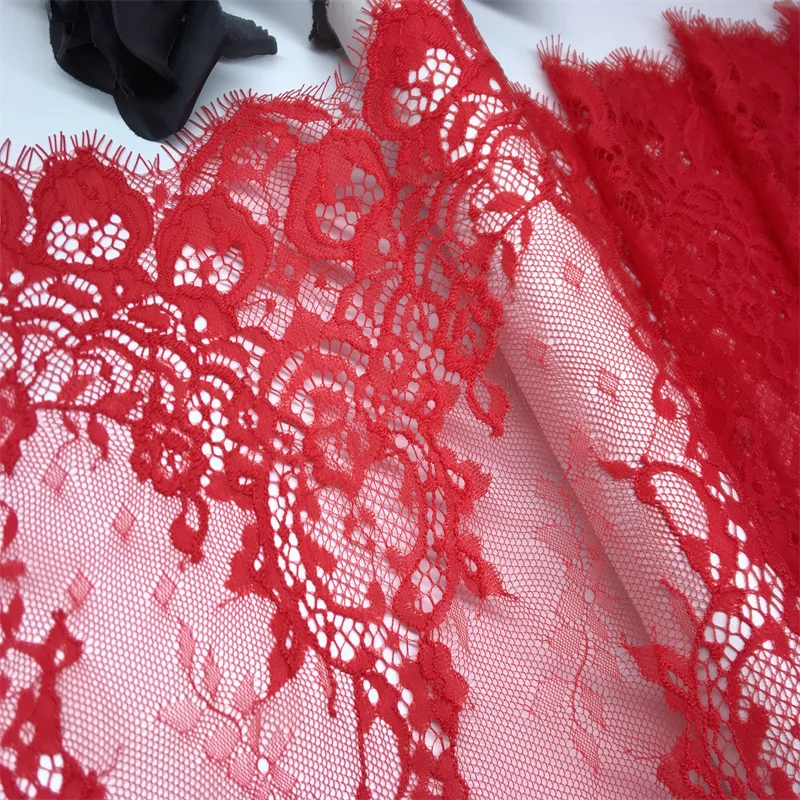 Garment Sewing Chantilly Lace Trim Red Lingerie Fabric Accessories Quality DIY French Wedding Dress Lace for Needle Work