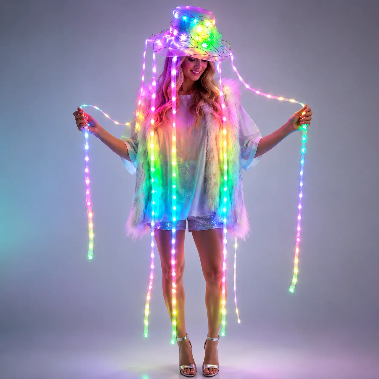 Event Party Dj - Sombrero de Medusa LED, Luminoso a