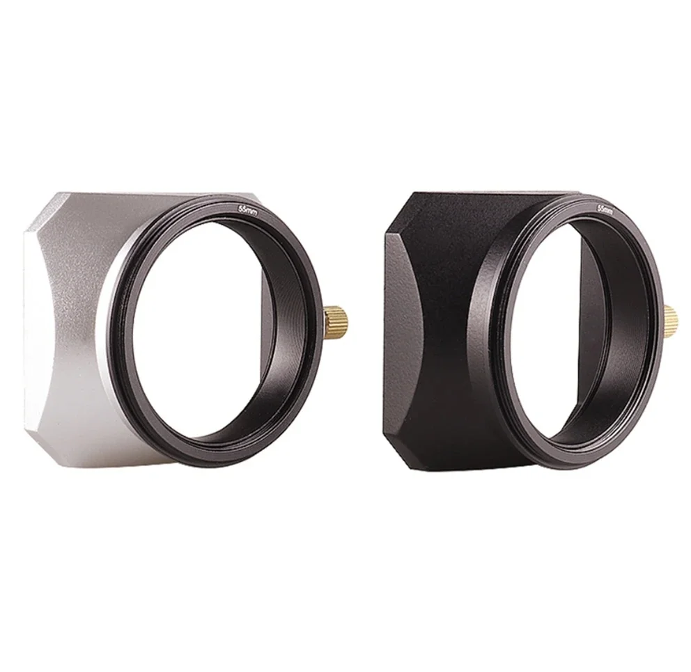 Kwadratowa osłona obiektywu w stylu vintage Metalowa maska interfejsu Srebrna czarna osłona światła 37 39 40,5 43 46 49 52 55 58 mm — zdjęcie produktu 7