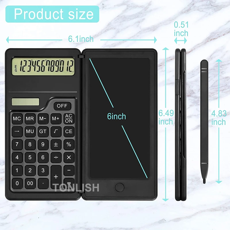 TONLISH 12-digit Standard Function Desktop Calculator Solar and Battery Dual Power Folding Scientific Calculator