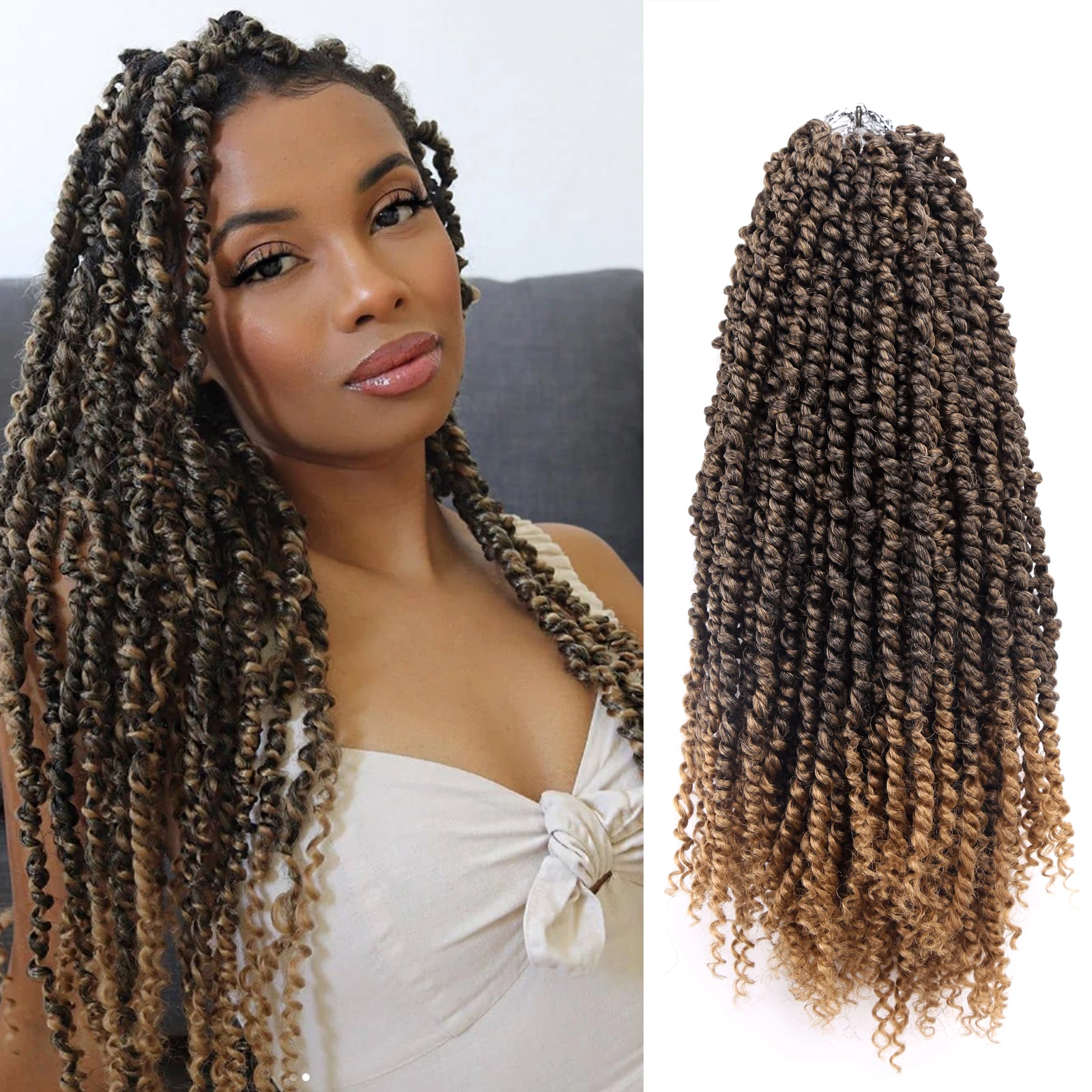 Amir Passion Twist Crochet Hair Extensions de cheveux tressés synthétiques, Perruques longues pour femmes noires, 12 mèches par paquet