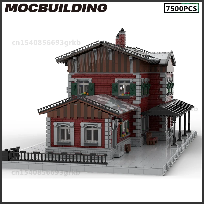 MOC Building Blocks Village Railroad Station Train Railway Platform DIY Bricks Model Christmas Gifts Assembled Toys Collection