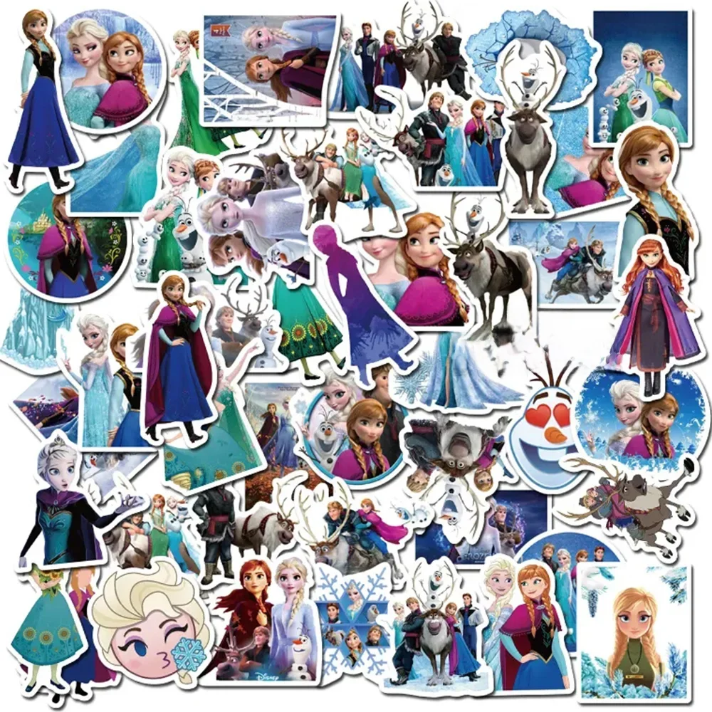 AliExpress 10/30/50pcs Disney Frozen Anime Stickers Kawaii Princess Elsa Decal for Kid DIY Notebook Bike Car