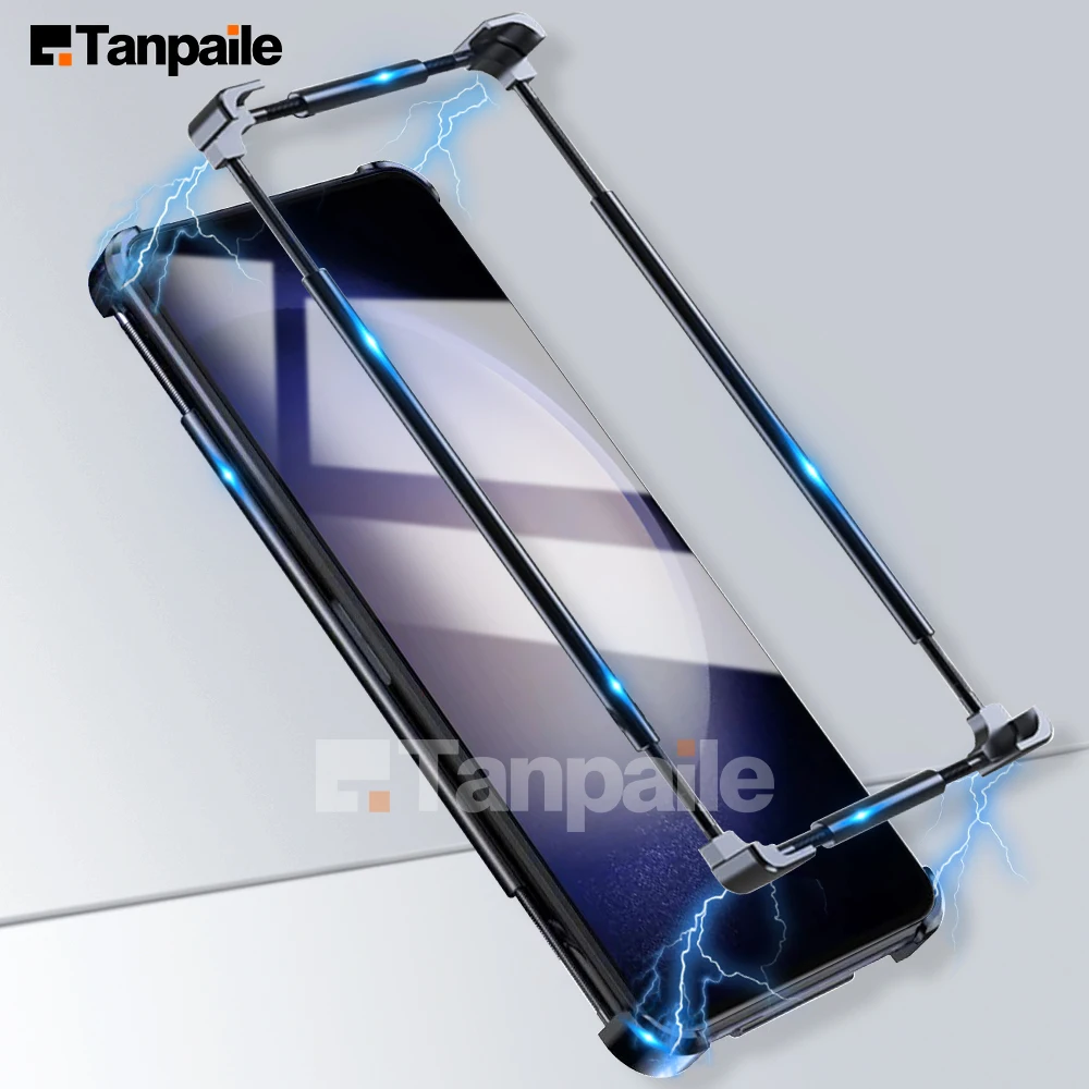 Tanpaile Luxury Stainless Aluminum Metal Bumper Border Case for Samsung S23 Ultra Plus S22 Note20 Note10 Shockproof Lock Cover