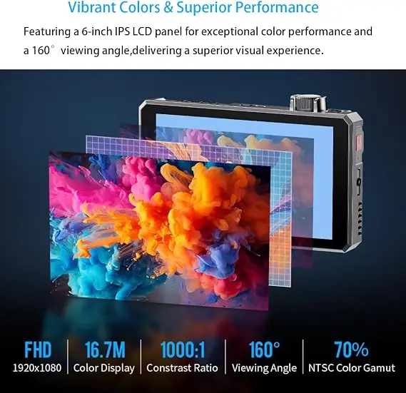 Metal Shell High Bright Monitor FEELWORLD SC6 6 Inch 1500nit Touch 3G SDI 4K HDMI 60Hz Professional Field Equipment view 5