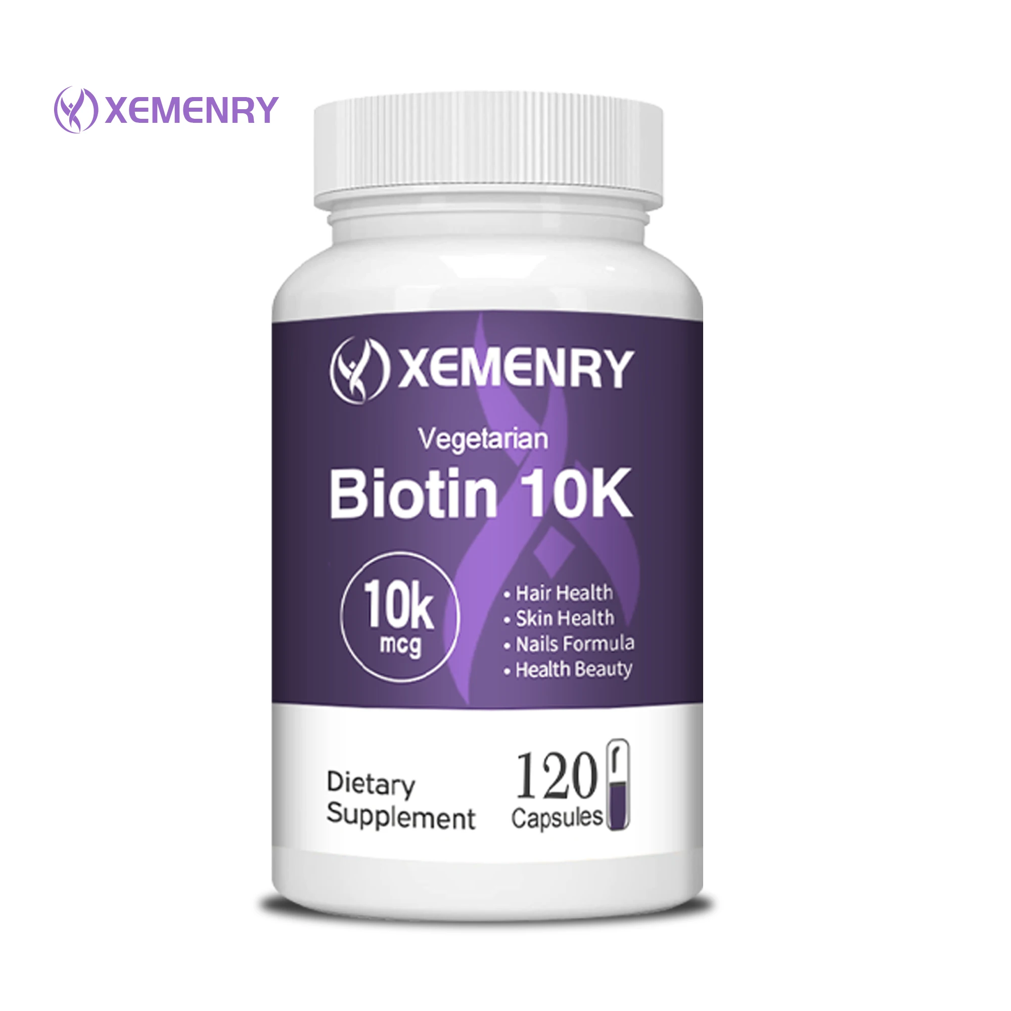 Biotin 10000mcg-mit Kokosöl Vitamin-für Haarwuchs, natürliches Haar, Haut und Nägel-120 Kapseln