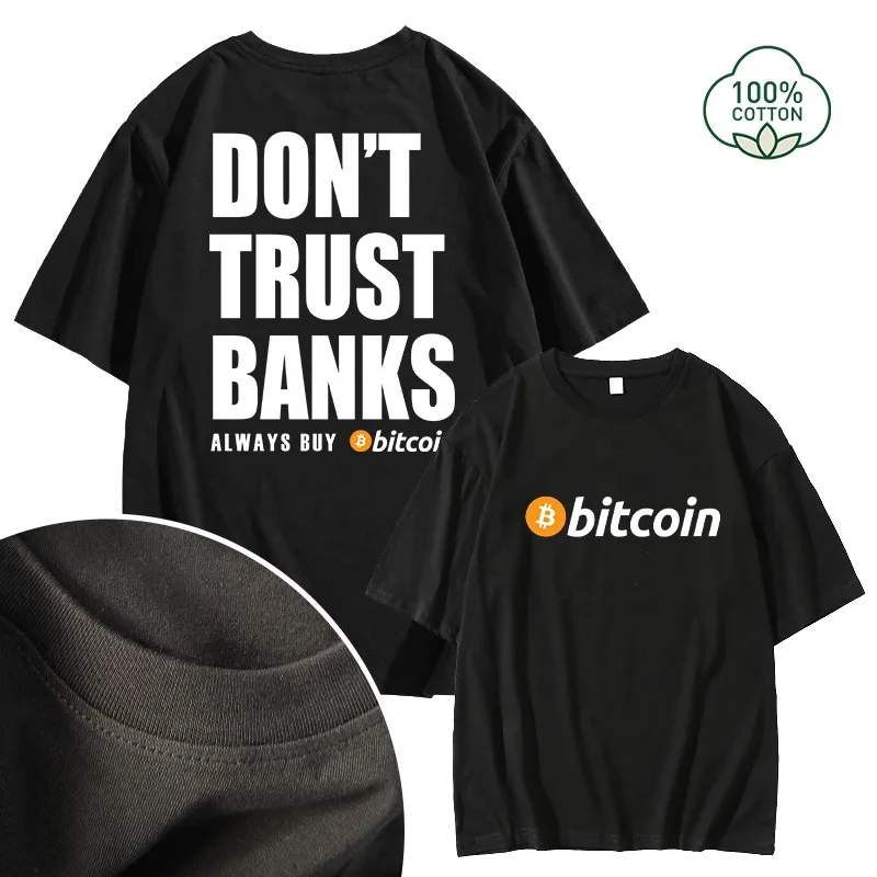 100% Cotton Bitcoin T-Shirt Ethereum Men Short Sleeve Crypto Basketball Shirt Casual Loose Sports Top Gift Clothing Girls Tees