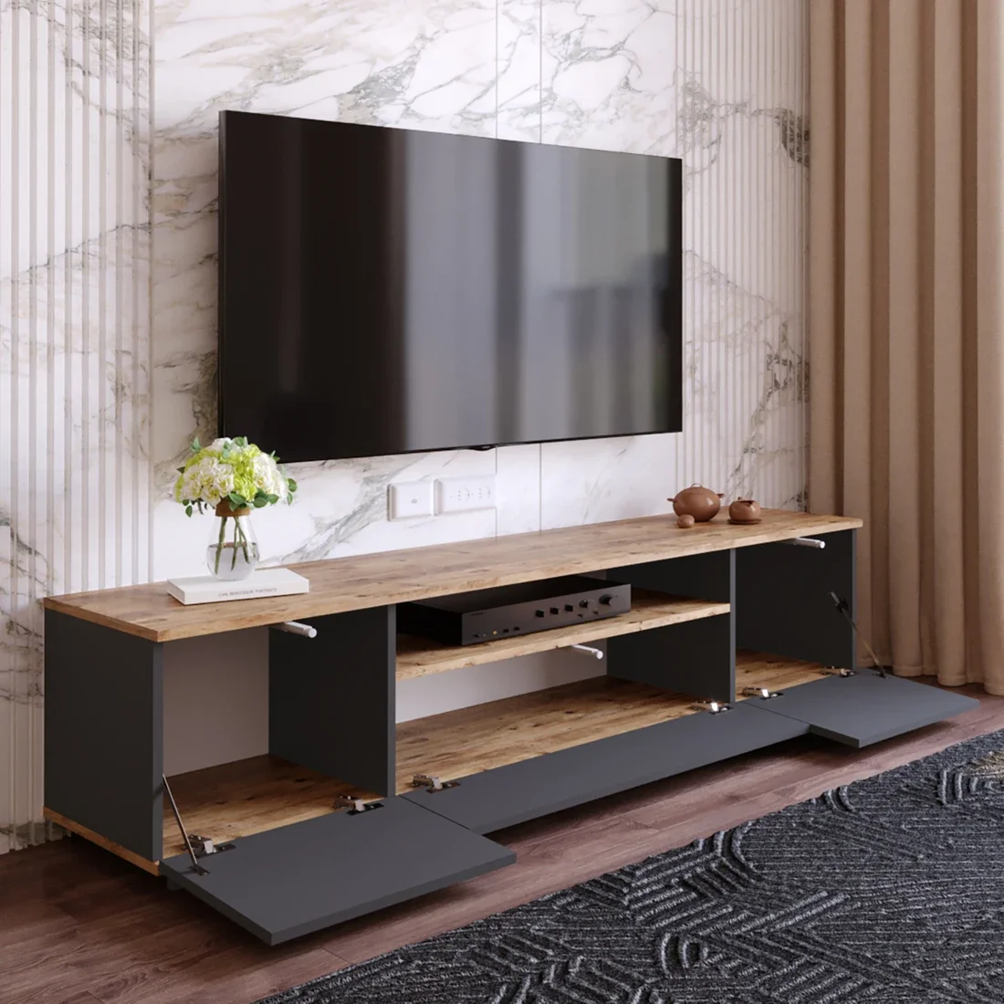 UBBU HOME TV unitv Redplay express meubles furniture TV Unit living room furniture Modern Shelf Walnut