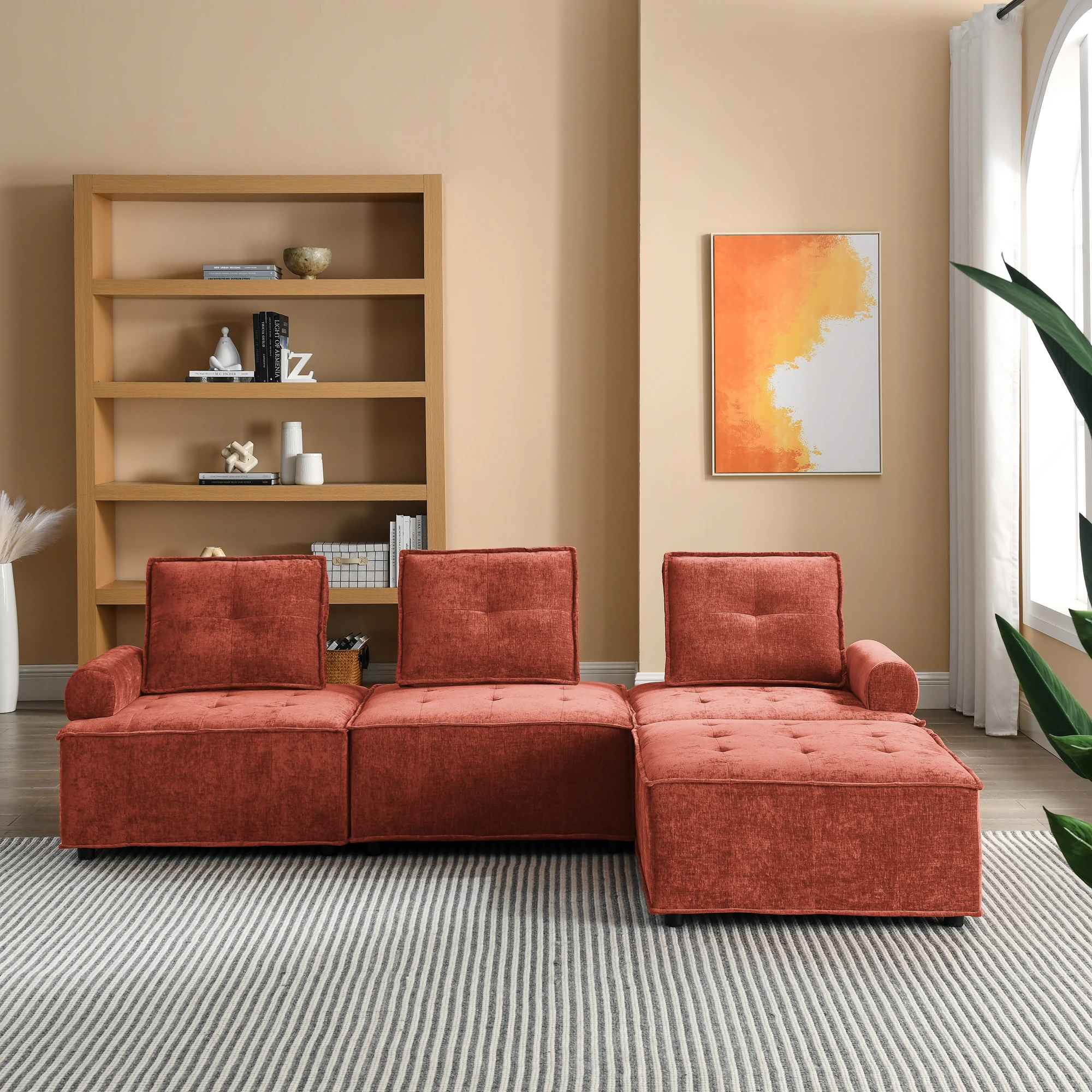 L-shaped modular sofa, chenille, DIY combination function, exclusive for the crowd