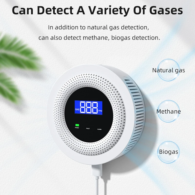 Tuya-Detector De Vazamento De Gás Natural, Sensor De Vazamento De Gás Combustível Sem Fio, Home Kitchen Security Alarm, Smart Life APP, Wi-Fi, 433MHz