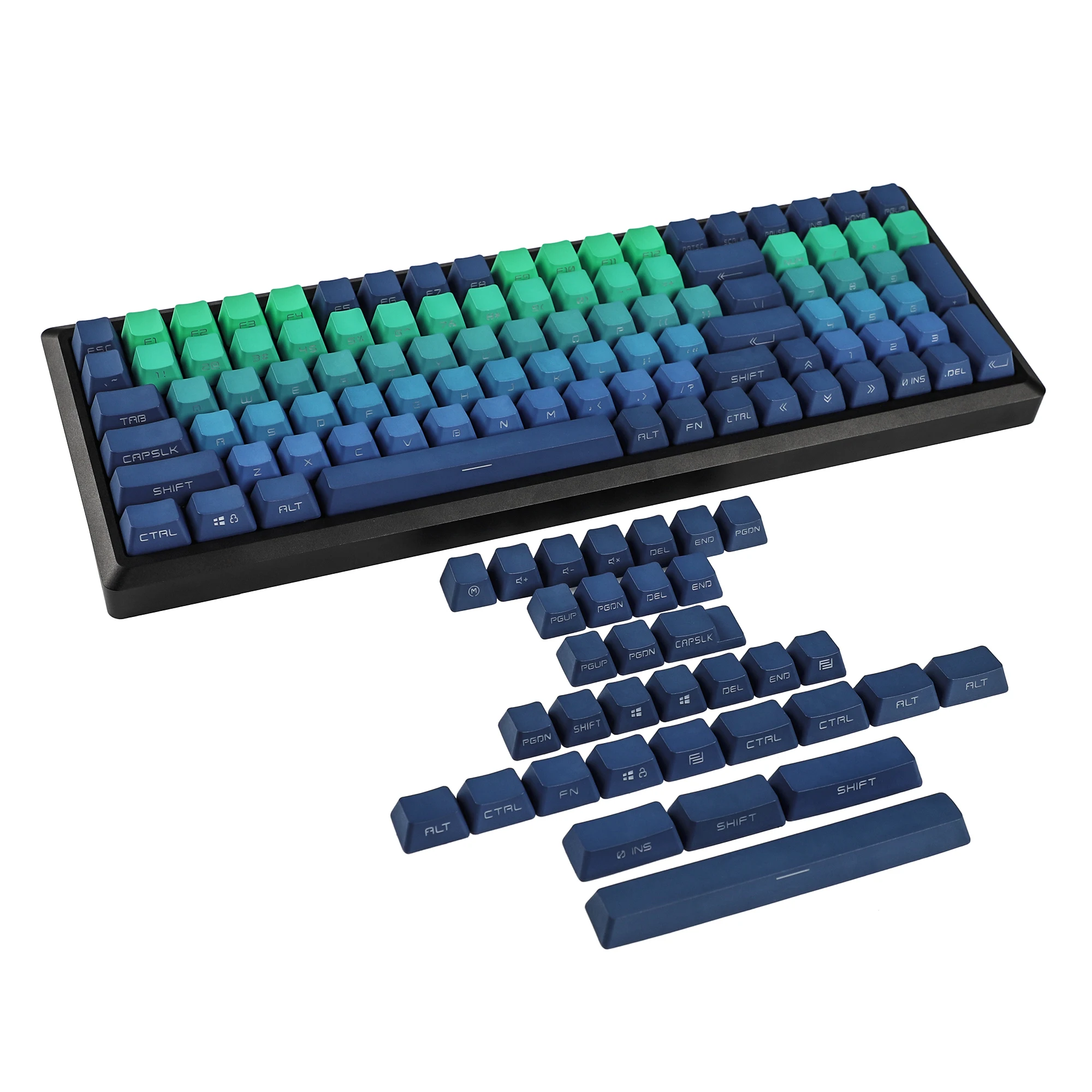 

133 Key Cyan Blue PBT Double Shot Side-lit Shine Through Backlit keycaps For MX Mechanical Keyboard 108 96 87 NJ80 84 68 64 61