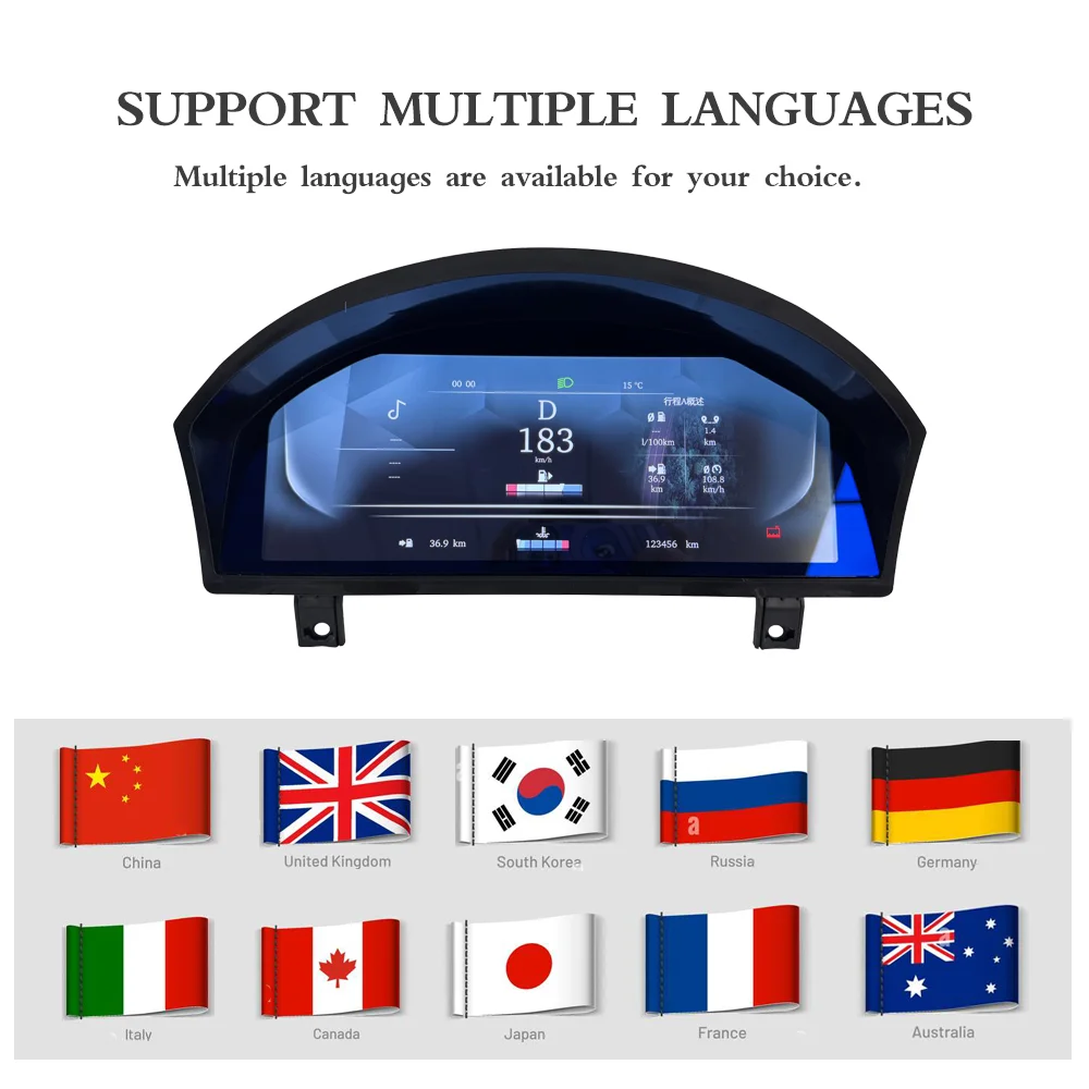 مجموعة أدوات رقمية 12.3 بوصة لسيارة لاند روفر ديسكفري 3 2004-2009/رينج روفر سبورت 2005-2009 عداد السرعة لوحة القيادة CarPla