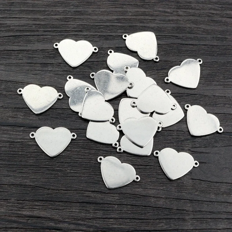 20 sztuk 18x12mm nie znikną 316 ze stali nierdzewnej podwójne pętle serce Charms wisiorek DIY biżuteria ustalenia złącze dla naszyjnik bransoletka — zdjęcie 2
