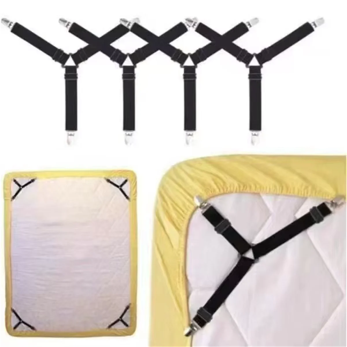 1/16 Stück Bettlakenhalter, Gadgets zur Bettlakenorganisation, Matratzenbezug-Clips für Zuhause, elastische Bänder, verstellbare Clips
